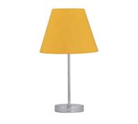 firstchoicelighting Polished Chrome Table Lamp or Bedside Light, Modern Design, Ochre Yellow Shade, Height 35cm, LED Compatible