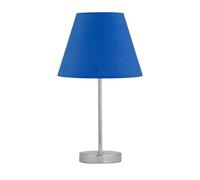 firstchoicelighting Polished Chrome Table Lamp or Bedside Light, Modern Design, Royal Blue Shade, Height 35cm, LED Compatible
