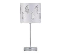firstchoicelighting Polished Chrome Table Lamp or Bedside Light, Modern Design, White Leaf Cut Out Shade, Height 37cm, LED Compatible