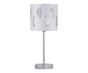 firstchoicelighting Polished Chrome Table Lamp or Bedside Light, Modern Design, White Leaf Cut Out Shade, Height 37cm, LED Compatible
