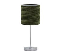 firstchoicelighting Polished Chrome Table Lamp or Bedside Light, Modern, Green Crushed Velvet Shade, Height 35cm, LED Compatible