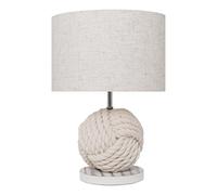 firstchoicelighting Rope Knot Table Lamp or Bedside Light, Natural Rope and White Wash Design, Height 36cm, LED Compatible