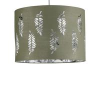 Sage Green Pendant Shade, Easy Fit Ceiling Lightshade, Fern Leaf Cut Out Design, Diameter 30cm