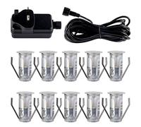 firstchoicelighting Set of 10-15mm LED Decking Plinth Ground Light Kit, Stainless Steel, Warm White 3000K, IP67 Waterproof Recessed Outdoor Garden Bathroom Kitchen