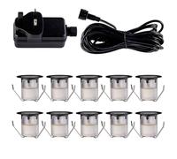 firstchoicelighting Set of 10-30mm Black IP67 Cool White LED Decking Kit