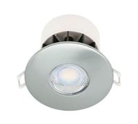 firstchoicelighting Set of 10 Brushed Steel 8W LED Fire Rated Recessed Downlights, IP65 Bathroom Kitchen Ceiling Spots, Dimmable 4000k Integrated LED