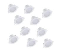 firstchoicelighting Set of 10 White 6W LED Recessed Downlights, IP44 Bathroom Kitchen Ceiling Spots, Dimmable CCT Integrated LED