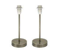firstchoicelighting Set of 2 Antique Brass Table Lamps or Bedside Lights Bases, Modern Design, Height 26cm, Bases Only, LED Compatible