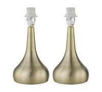 firstchoicelighting Set of 2 Antique Brass Touch Operated Table Lamp or Bedside Light Bases, Modern Design, Height 23cm, Base Only, LED Compatible