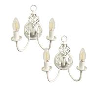 firstchoicelighting Set of 2 Barley Twist - Cream Wall Lights