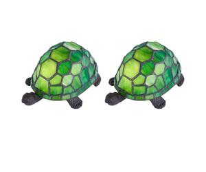 firstchoicelighting Set of 2 Bertie - Green Tiffany Tortoise Table Lamps