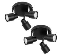 firstchoicelighting Set of 2 Black 3 Light IP44 Bathroom Round Spotlights
