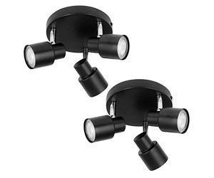 firstchoicelighting Set of 2 Black 3 Light IP44 Bathroom Round Spotlights