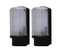 firstchoicelighting Set of 2 Black Outdoor Bulkhead Security Lights, Dusk Dawn Photocell Sensor, Integrated Low Energy LED, IP44 Rated