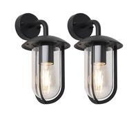firstchoicelighting Set of 2 Bronty - Black Outdoor Wall Lights