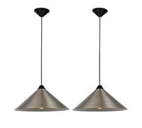 firstchoicelighting Set of 2 Brushed Chrome Ceiling Pendant Lights, Modern Kitchen Dining Island Lighting, Diameter 40cm, Height Adjustable