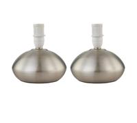 firstchoicelighting Set of 2 Brushed Chrome Touch Operated Table Lamp or Bedside Light Bases, Modern Design, Height 23cm, Base Only, LED Compatible