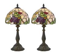 firstchoicelighting Set of 2 Burton - Tiffany Floral 47cm Table Lamps