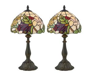 firstchoicelighting Set of 2 Burton - Tiffany Floral 47cm Table Lamps