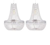 firstchoicelighting Set of 2 Chandelier Style Pendant Light Shades, Modern Acrylic Crystal Ceiling Lightshades, Easy Fit, Height 45 cm Width 36 cm