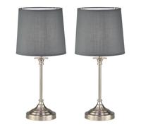 firstchoicelighting Set of 2 Chester - Brushed Nickel Lamps