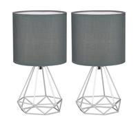 firstchoicelighting Set of 2 Christie - Silver Geometric Lamps