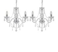 Set of 2 Clear and Chrome Marie Therese Style 3 x 40W Chandelier