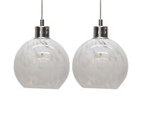 Set of 2 Confetti Glass Easy Fit Ceiling Lightshades or Pendant Shades, White and Clear, Height 15cm Diameter 17cm