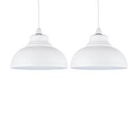 firstchoicelighting Set of 2 Cream Metal Dome Easy Fit Pendant Shades, Ceiling Lightshades, Modern Retro Style, Diameter 30 cm