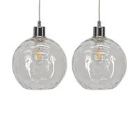firstchoicelighting Set of 2 Glass Easy Fit Ceiling Lightshades or Pendant Shades, Clear Dimpled Glass, Height 18cm Diameter 20cm