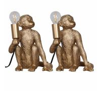 firstchoicelighting Set of 2 Gold Monkey Table Lamp or Bedside Lights