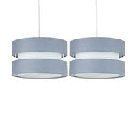 firstchoicelighting Set of 2 Grey Ceiling Light Shades, Easy Fit Pendant Shades, Diameter 26cm