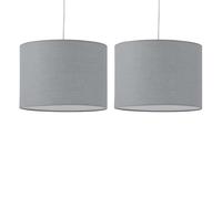 firstchoicelighting Set of 2 Grey Cotton Fabric Pendant Shades, Easy Fit Ceiling Lightshades, Modern Light Shades, Diameter 30cm
