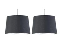 firstchoicelighting Set of 2 Grey Fabric with Silver Inner Easy Fit Light Shades/Lampshades for Ceiling Light or Table Lamps, 28cm Diameter