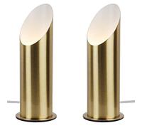 firstchoicelighting Set of 2 Modern Antique Brass Metal 27cm Table/Floor Lights, Standing Lamp Uplighters, Wall Wash Lamp, LED Compatible