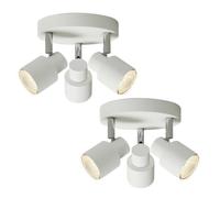 firstchoicelighting Set of 2 Modern Bathroom Ceiling Spotlights 3 Way Light Fitting Matt White IP44 Rated LED Compatible