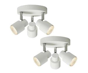 firstchoicelighting Set of 2 Modern Bathroom Ceiling Spotlights 3 Way Light Fitting Matt White IP44 Rated LED Compatible