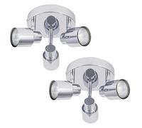 firstchoicelighting Set of 2 Modern Bathroom Ceiling Spotlights 3 Way Light Fitting Polished Chrome IP44 Rated LED Compatible