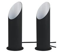 firstchoicelighting Set of 2 Modern Black Metal 27cm Table/Floor Standing Uplighter Wall Wash Lamps