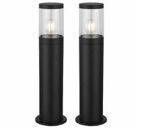 firstchoicelighting Set of 2 Modern Black Outdoor Post Lights, IP44 Waterproof Driveway Bollard Light, Height 50cm, Clear Diffuser, LED Compatible