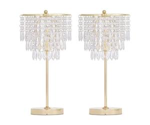 firstchoicelighting Set of 2 Modern Jewelled Table Lamps or Bedside Lights, Polished Gold with Acrylic Crystal Shade, LED Compatible, 48cm Height