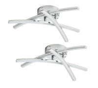 firstchoicelighting Set of 2 Modern LED Ceiling Light Fittings, Chrome Flush Style LED Ceiling Light, Integrated Low Energy LED Light