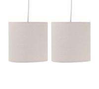 firstchoicelighting Set of 2 Natural Linen Table Lamp Shades, Lampshades for Table Lamp or Bedside Light, Modern Design, Diameter 15cm