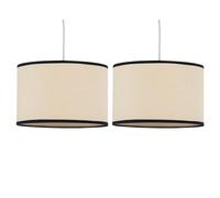 firstchoicelighting Set of 2 Natural Rattan Cane Easy Fit Ceiling Light Shades, Pendant Lightshade, Diameter 25cm