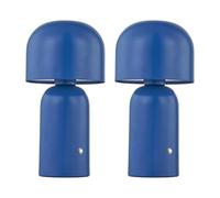 firstchoicelighting Set of 2 Navy Blue LED Rechargeable Portable Touch Table Lamps, Wireless Bedside Lights, USB Charging Cable Included, Height 25cm