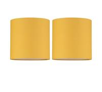 firstchoicelighting Set of 2 Ochre Yellow Cotton Fabric Table Lamp Shades, Lampshade for Table Lamp or Bedside Light, Diameter 17cm