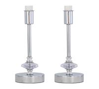 firstchoicelighting Set of 2 Polished Chrome Table Lamp or Bedside Light Bases, Modern Acrylic Crystal Design, Height 26cm, Base Only, LED Compatible