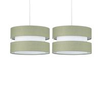 firstchoicelighting Set of 2 Sage Green Ceiling Light Shades, Easy Fit Pendant Shades, Diameter 26cm