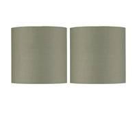 firstchoicelighting Set of 2 Sage Green Cotton Fabric Table Lamp Shades, Lampshade for Table Lamp or Bedside Light, Diameter 17cm