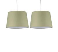 firstchoicelighting Set of 2 Sage Green Fabric Easy Fit Light Shades/Lampshades for Ceiling Light or Table Lamps, 28cm Diameter